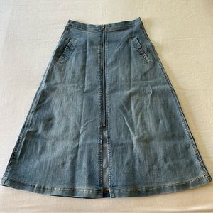 Stretchy Denim Midi Skirt